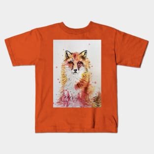 Fox Watercolor Painting Kids T-Shirt